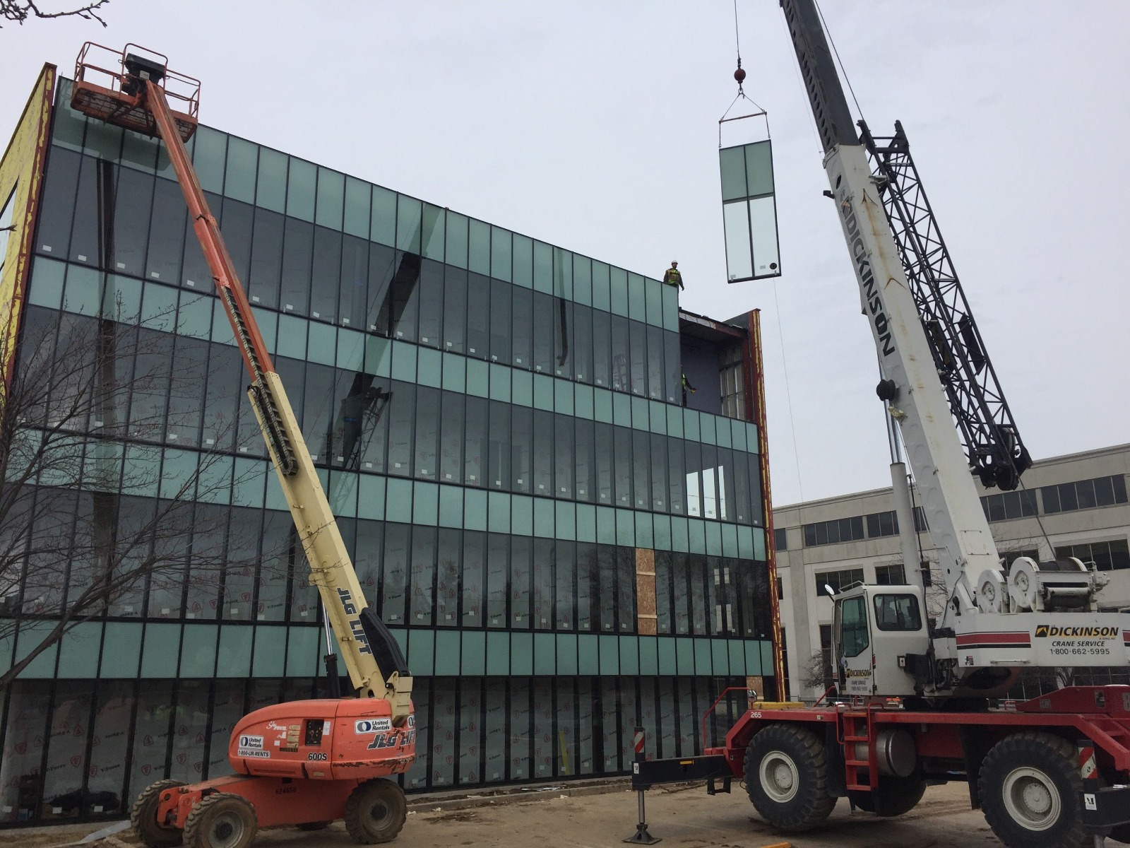 Curtain wall glazing installation underway at the 650 SW Street project